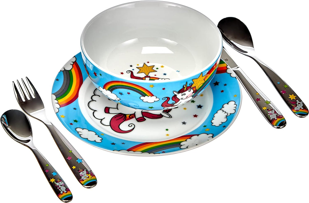 WMF Paw Patrol Kinder Geschirrset 6-teilig, Kindergeschirr mit Kinderbesteck Edelstahl, ab 3 Jahre,