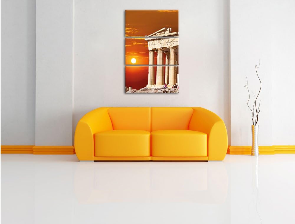 Pixxprint Tempel der Athene als Leinwandbild/Grösse: 3 Teilig (120x80) cm/Wandbild/Kunstdruck/fertig
