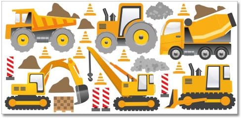 Wandkings Baumaschinen Wandsticker XL Set, 26 Aufkleber, Gesamtfläche 130 x 70 cm