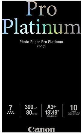 Canon 2768B018 PT-101 Pro Platinum Photopaper A3+ 10 Blatt Pack A3+ 10 Blatt Single, A3+ 10 Blatt Si