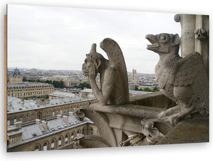 Feeby Wanddeko Gargoyle Kunst modern Bilder Architektur Grau 90x60 cm Deko paneel 90x60 cm Grau_a, D