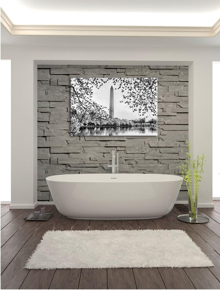 Pixxprint Monocrome, Jefferson Memorial, Format: 100x70 auf Leinwand, riesige Bilder fertig gerahmt