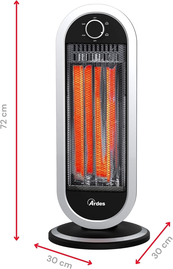 ARDES - AR4B01 Oszillierender Kohleheizer TIZZO 900W, Kohleheizer mit geringem Verbrauch, elektrisch
