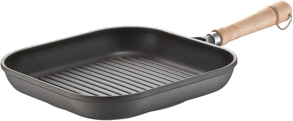 Berndes BONANZA Grillpfanne 28 x 28 cm, robuster Aluguss, antihaftversiegelt, eckig 28 cm Grillpfann
