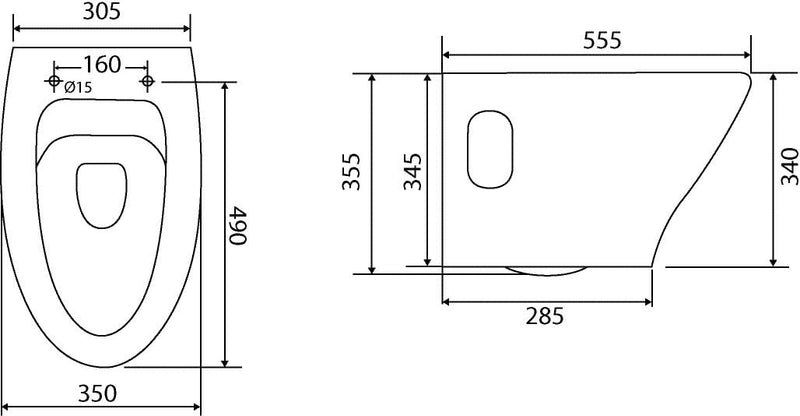 Wand-WC-Set Modena | Weiss | Inklusive WC-Sitz | Tiefspüler | Mit spezieller Nano-Oberflächenstruktu