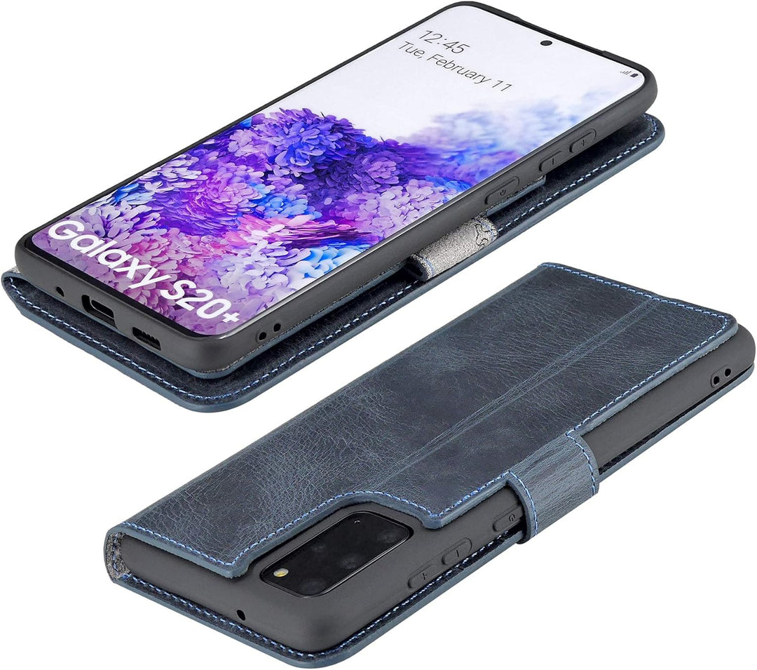Suncase Book-Style Hülle kompatibel mit Samsung Galaxy S20 Plus Leder Tasche (Slim-Fit) Lederhülle H