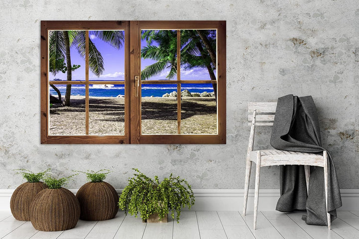 Feeby Viles - Leinwand Bilder - Fensterblick Natur- 90x60 cm- Deko Wohnzimmer - Wandbilder Schlafzim