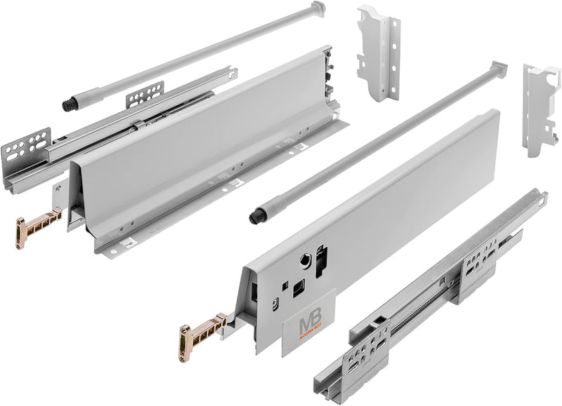 GTV - Modern Box Schublade I L=500mm H=146 mm I Grau I Leises Schliessen I Belastung bis zu 40 kg I