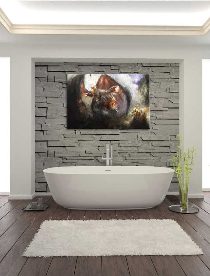 Pixxprint Drachen Schlangen als Leinwandbild/Grösse: 100x70 / Wandbild/Kunstdruck/fertig bespannt, 1