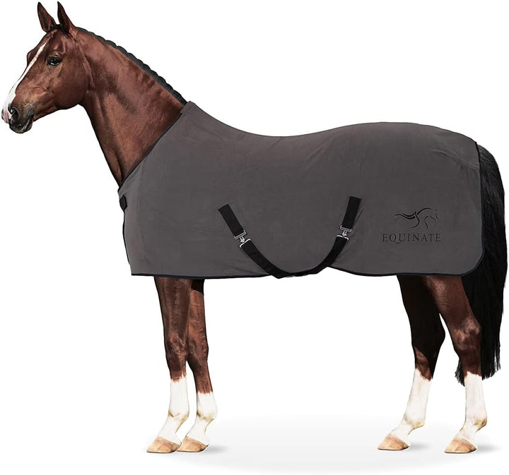 Equinate Abschwitzdecke Nevada aus Fleece mit Widerristpolster und Kreuzbegurtung 165cm Dunkelgrau D