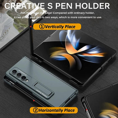 Miimall Kompatibel mit Samsung Galaxy Z Fold 4 Hülle mit S Pen Halter, Z Fold 4 Case mit Scharniersc