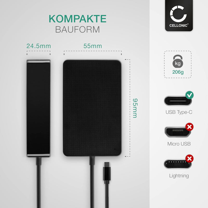 CELLONIC® PD Power Delivery | 5V-20V 90W Netzteil (auch 87W 61W 45W 30W 12W) für USB C Notebooks, Ta