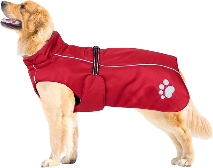 MOREZI Hundejacke Mantel, Winddicht wasserdicht, mit reflektierenden Streifen und einstellbarem Kord