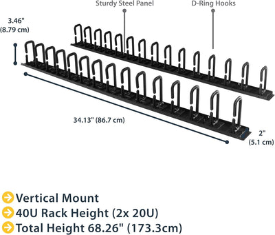 StarTech.com Vertikales Server-Rack-Kabelmanagement - 40U Ringe für Vertikales Kabelmanagement - Kab