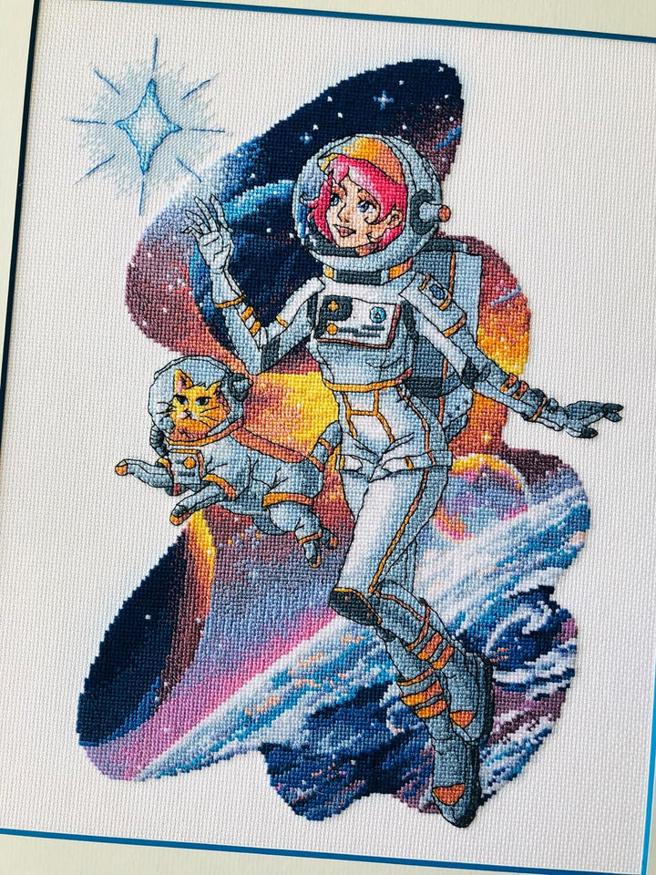 Riolis Kreuzstich Set Direkt zu den Sternen, Zählmuster, 24x30cm