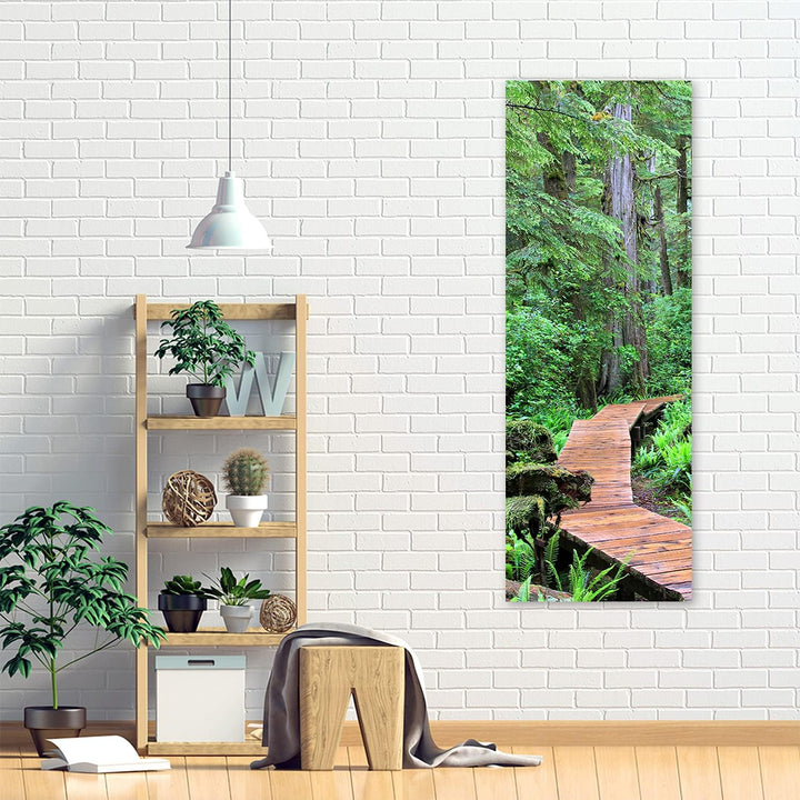 Febby Vlies Leinwandbild XXL Fussgängerbrücke Durch Den Wald 50x150 cm Wandbild Kunst Bilder Schlafz