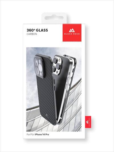 Black Rock - Hülle 360 Grad Glass Case Passend für Apple iPhone 14 Pro I Carbon Handyhülle, Karbon R