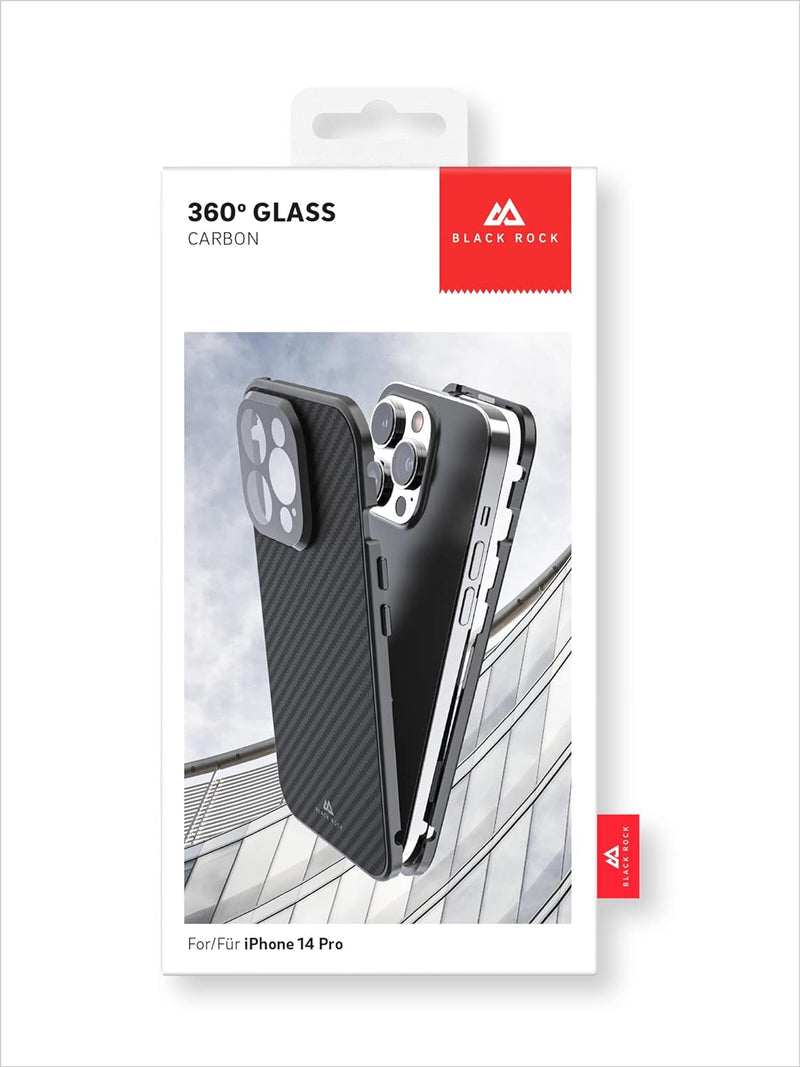 Black Rock - Hülle 360 Grad Glass Case Passend für Apple iPhone 14 Pro I Carbon Handyhülle, Karbon R