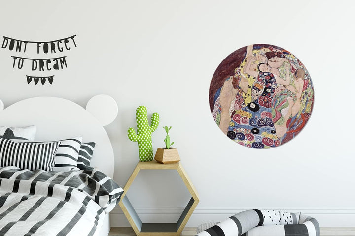 MuchoWow Wandbild Rund Wanddeko Deko Wohnzimmer Bilder 60x60 cm Die Jungfrau - Gustav Klimt
