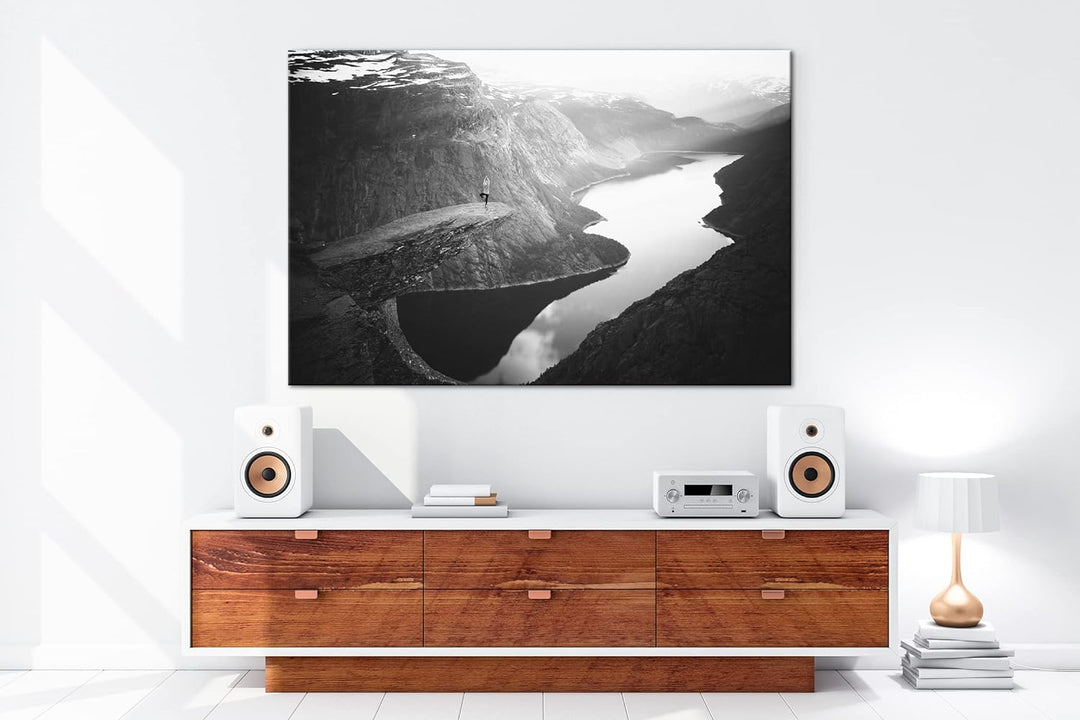 deyoli atemberaubende Aussicht eines Fjords Format: 80x60 als Leinwand, Effekt: Schwarz&Weiss, Motiv