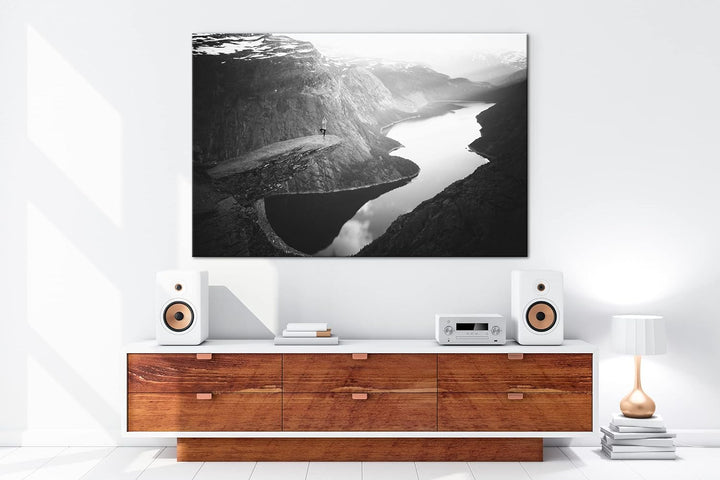 deyoli atemberaubende Aussicht eines Fjords Format: 80x60 als Leinwand, Effekt: Schwarz&Weiss, Motiv