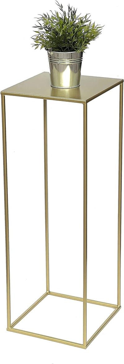 DanDiBo Blumenhocker Metall Gold Eckig 82-42 cm Blumenständer Beistelltisch 96406 Blumensäule Modern