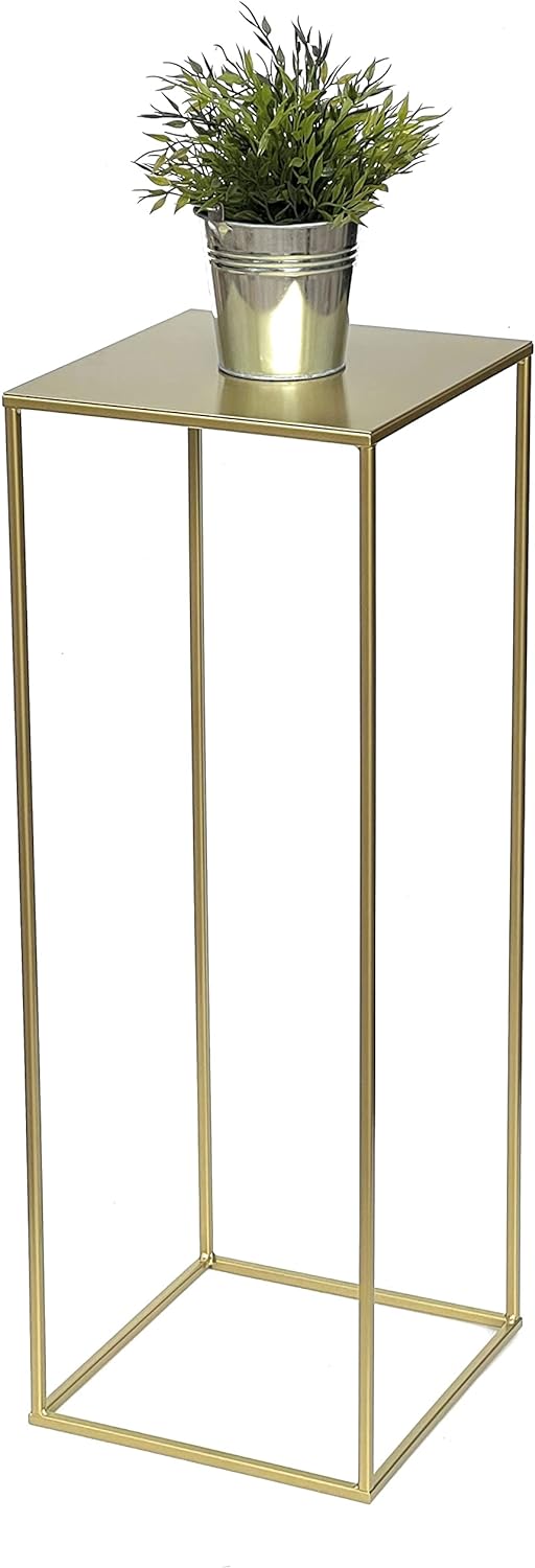 DanDiBo Blumenhocker Metall Gold Eckig 82-42 cm Blumenständer Beistelltisch 96406 Blumensäule Modern