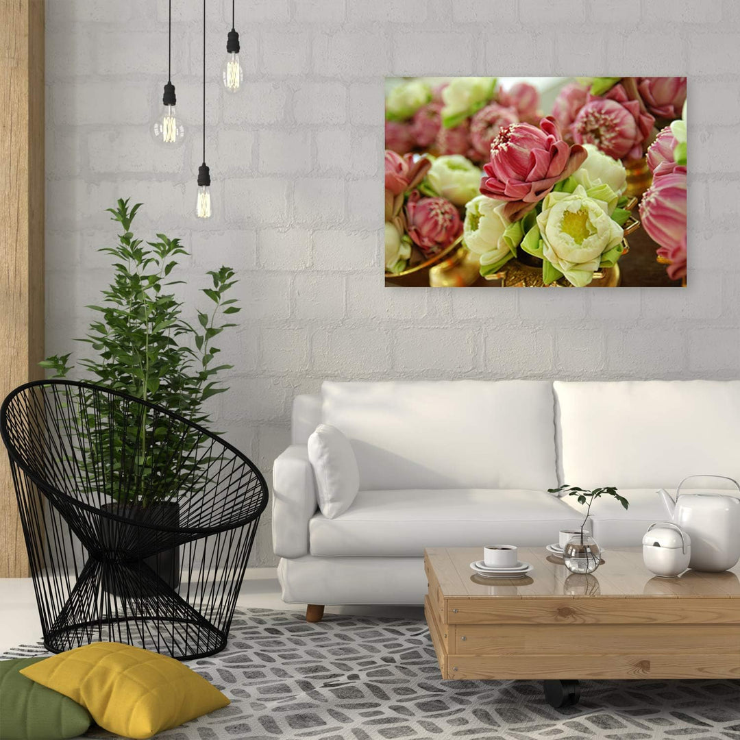 Leinwandbild XXL Blumen Wandbild Kunst Pflanze mehrfarbig 120x80 cm Leinwandbild 120x80 cm mehrfarbi