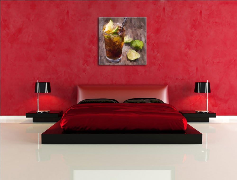 Pixxprint Cuba Libre mit vielen Limetten / 70x70cm Leinwandbild bespannt auf Holzrahmen/Wandbild Kun
