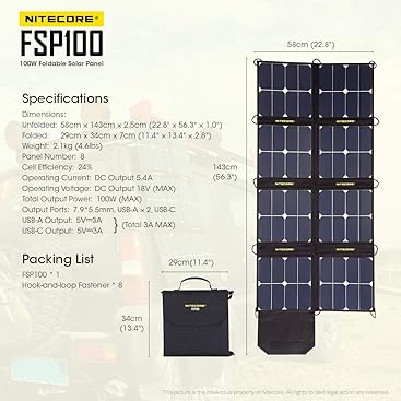 Nitecore - Solarpanel, weich, 12 V, 100 W, für Power Station NES