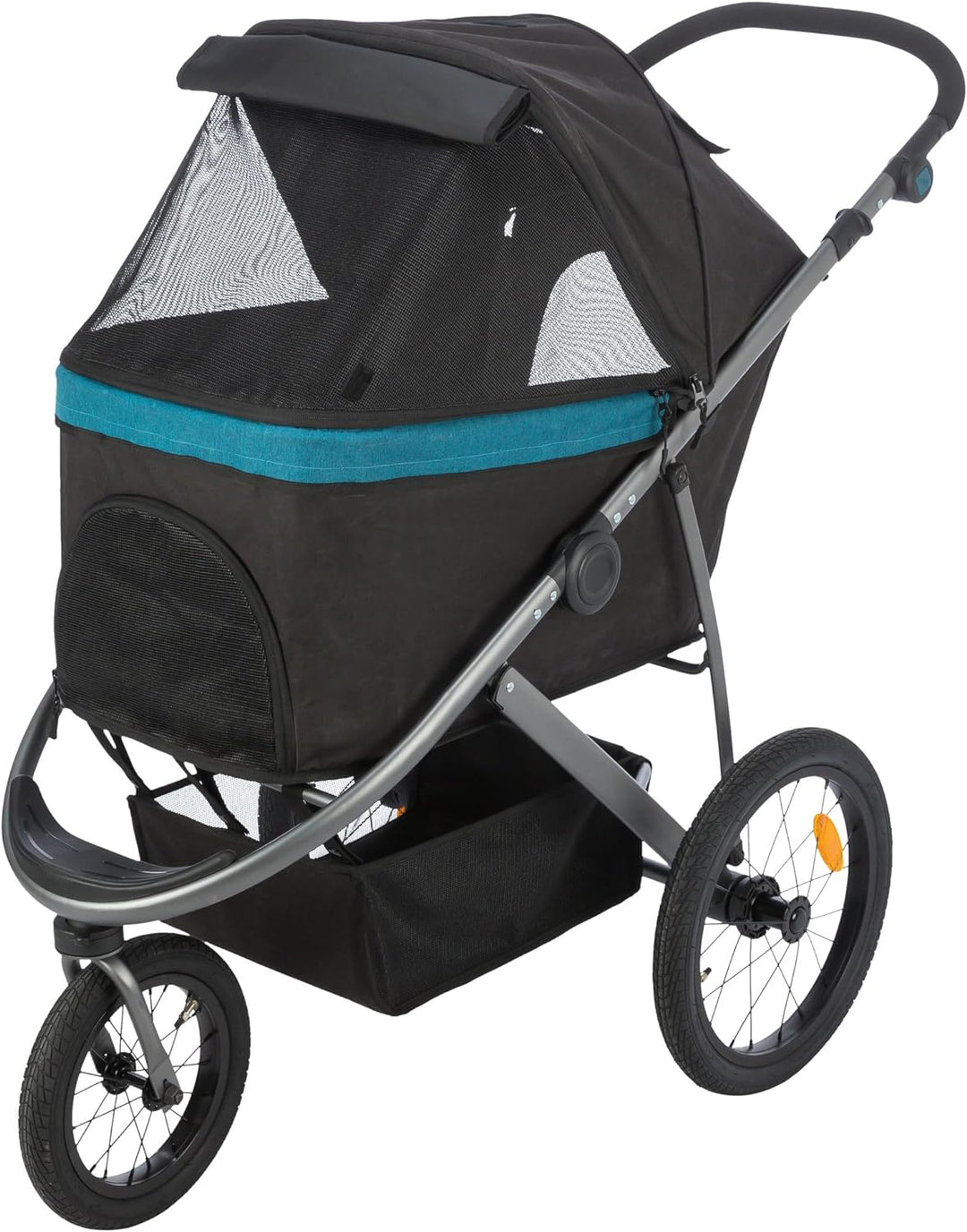 TRIXIE Hundebuggy, Wagen für Hunde, 60 × 112 × 120 cm, 12,5 kg, schwarz/Petrol bis zu 20 kg belastba