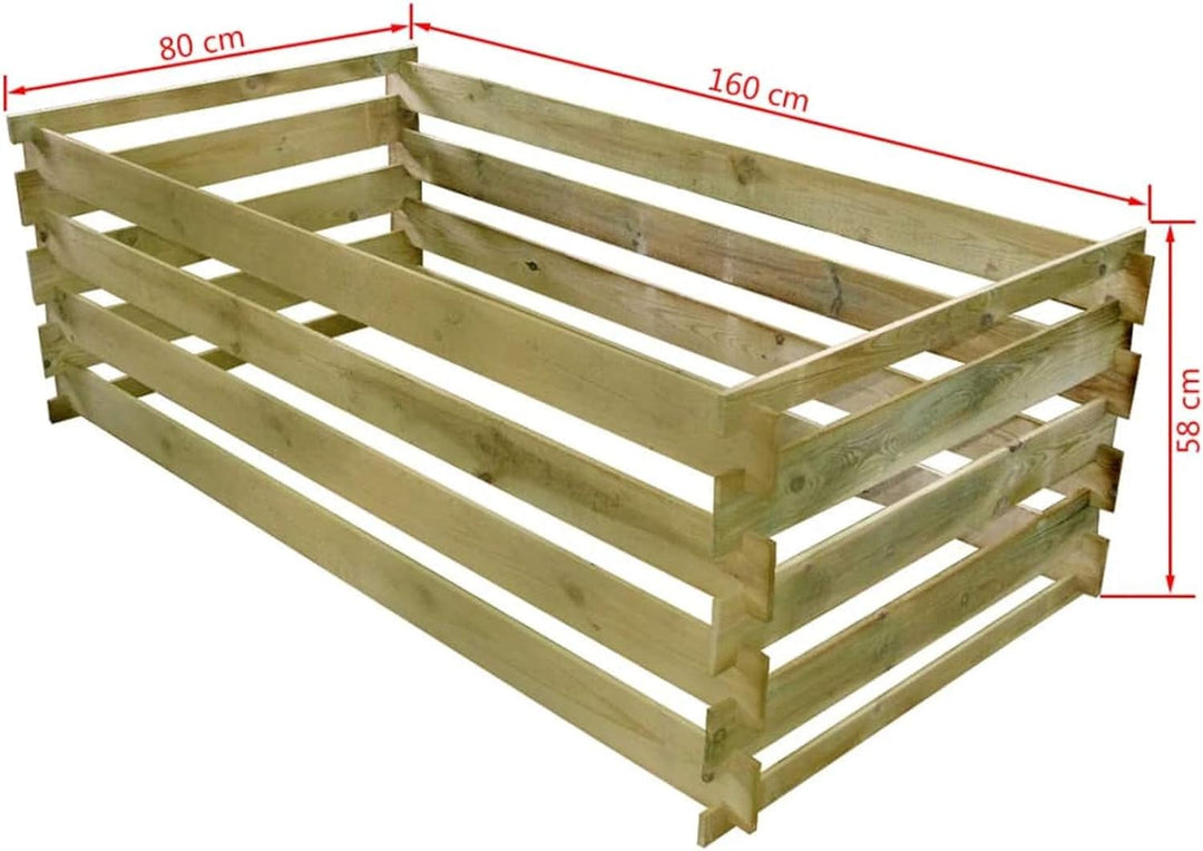 Tidyard Kompostbehälter Holzkomposter Kompost Steckkomposter Kiefernholz Imprägniert 160 x 80 x 58 c