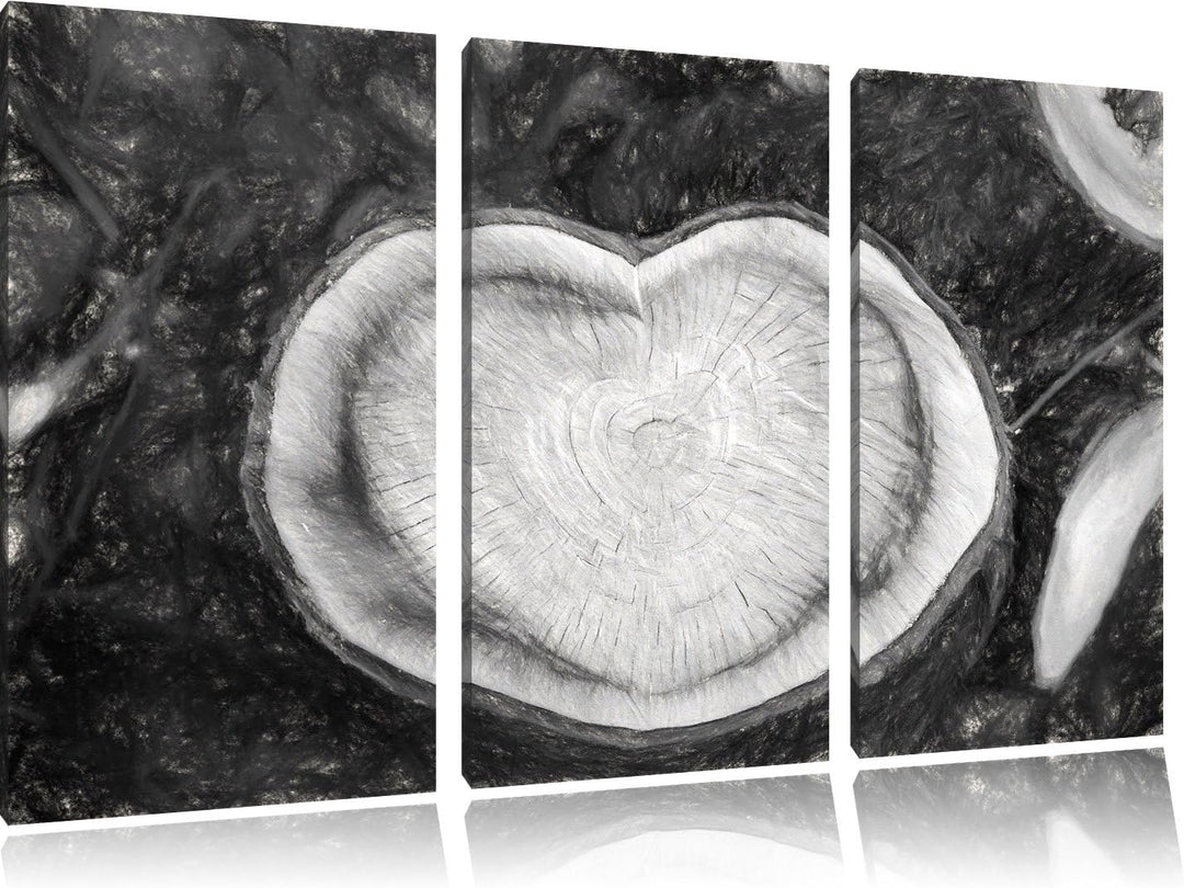 Pixxprint Jahresringe am Baumstamm / 3-Teilig/Gesamtmass 120cm Leinwandbild bespannt auf Holzrahmen/