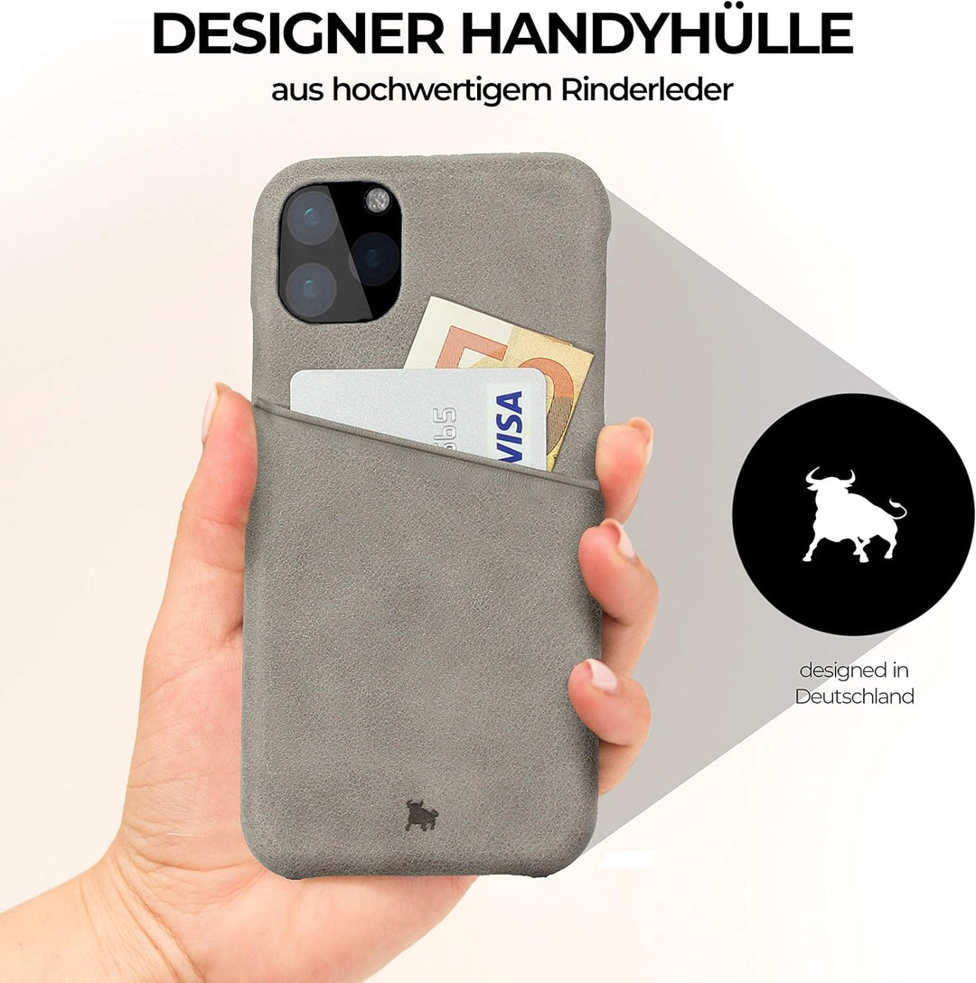 BULLAZO Menor Urban – Schutzhülle Handy Hülle mit Kartenfach aus Leder kompatibel mit iPhone 11 Pro