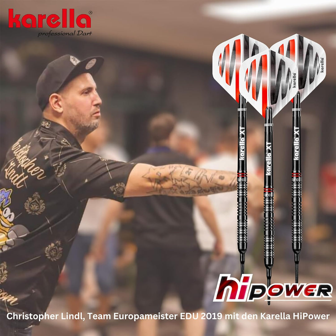 Karella HiPower 90% Tungsten Steeldart, 22g, 24g, für Klassische Dartscheibe, 3 Dartpfeile mit Metal