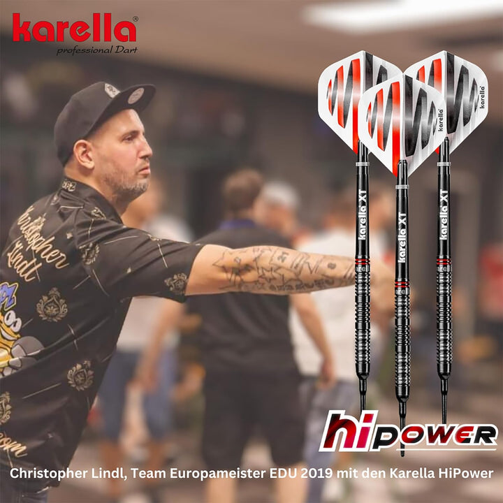 Karella HiPower 90% Tungsten Steeldart, 22g, 24g, für Klassische Dartscheibe, 3 Dartpfeile mit Metal