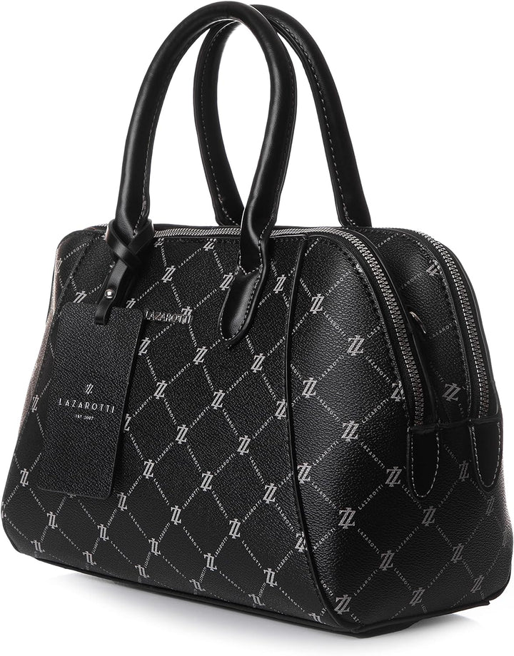 Lazarotti Palermo Handtasche Damen | Umhängetasche mit Trageriemen & Henkel - 2 grosse Reissverschlu