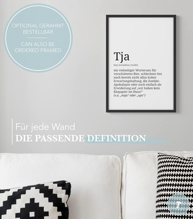 Papierschmiede® Definition: Tja, DIN A1 (59x84 cm), XXL Poster für Wohnzimmer, Schlafzimmer, Küche,