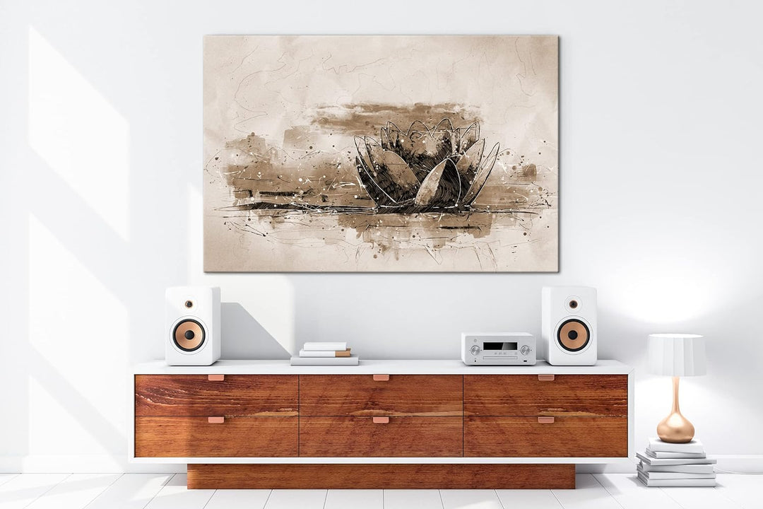deyoli Illustration einer Lotusblume Format: 80x60 Effekt: Sepia als Leinwandbild, Motiv fertig gera