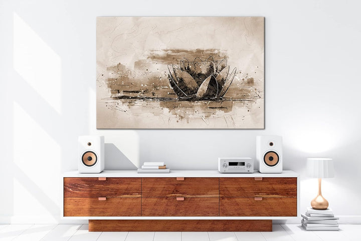 deyoli Illustration einer Lotusblume Format: 80x60 Effekt: Sepia als Leinwandbild, Motiv fertig gera