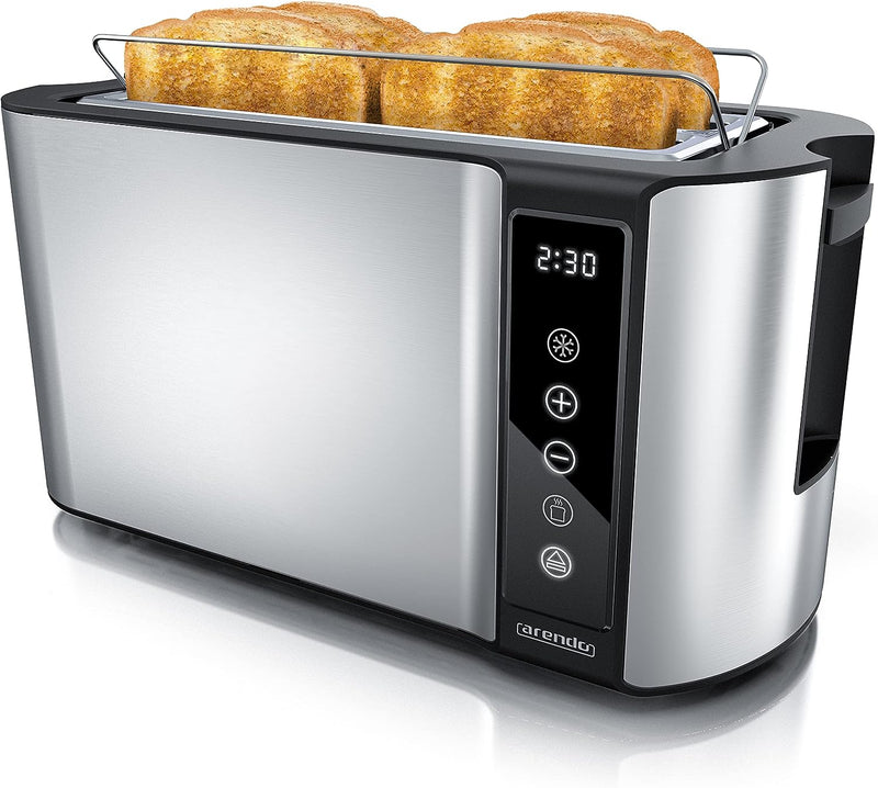 Arendo - Edelstahl Toaster Langschlitz 4 Scheiben - Touchpanel – Doppelwandgehäuse – 1500 W – Integr