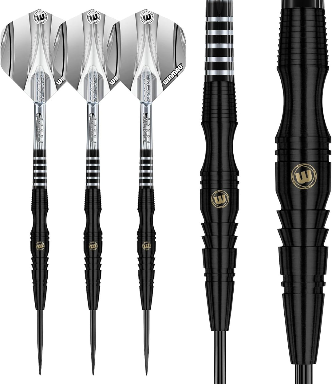 WINMAU Sniper Black Professionelles Wolfram-Dart-Set mit Flights und Schäften (Shafts) 24.0 Gramm, 2