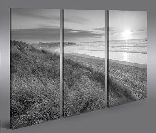 islandburner Bild Bilder auf Leinwand Dünen Schwarz-Weiss Nordseestrand 3p XXL Poster Leinwandbild W