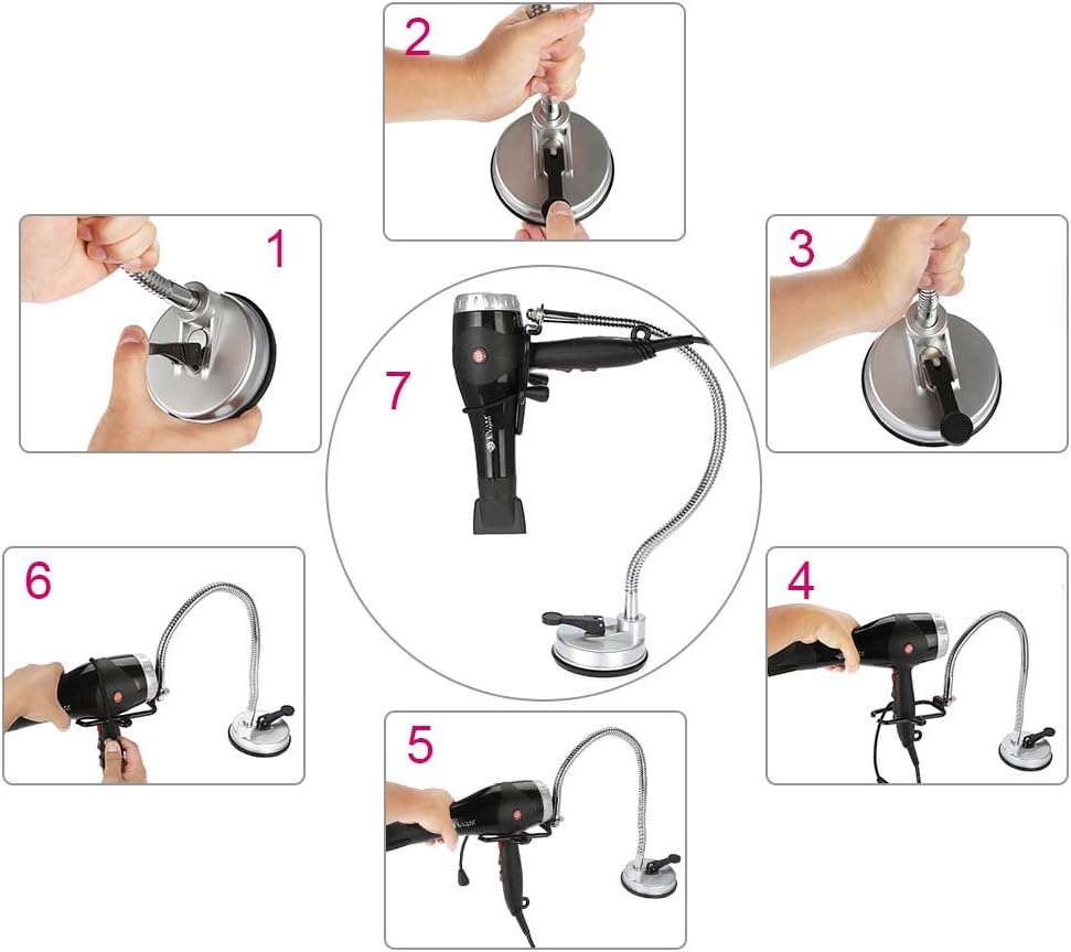 Ejoyous Haartrockner Halter, Badezimmer Freisprecheinrichtung Haartrockner Stand mit Sauger Fön-Halt