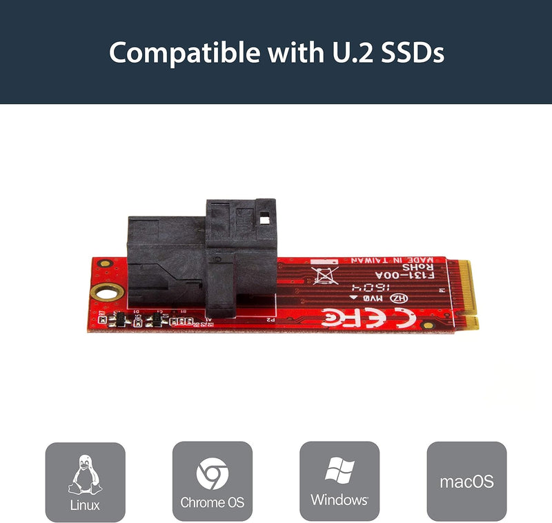 StarTech.com U.2 (SFF-8643) auf M.2 PCI Express 3.0 x4 Adapterkarte für 2,5" U.2 NVMe SSD - M2 PCIe