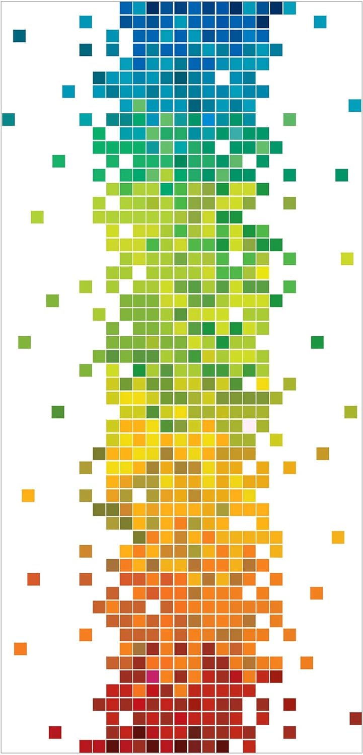 Raumteiler Kinderzimmer Pixel-Regenbogen 250x120cm inkl. transparenter Halterung 250x120cm incl. tra