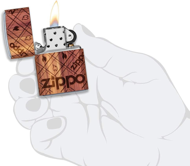 Zippo Woodchuck USA Taschenfeuerzeug, Zedernholz, Braun, Einheitsgrösse (49331), Zippo Cedar Wrap, Z