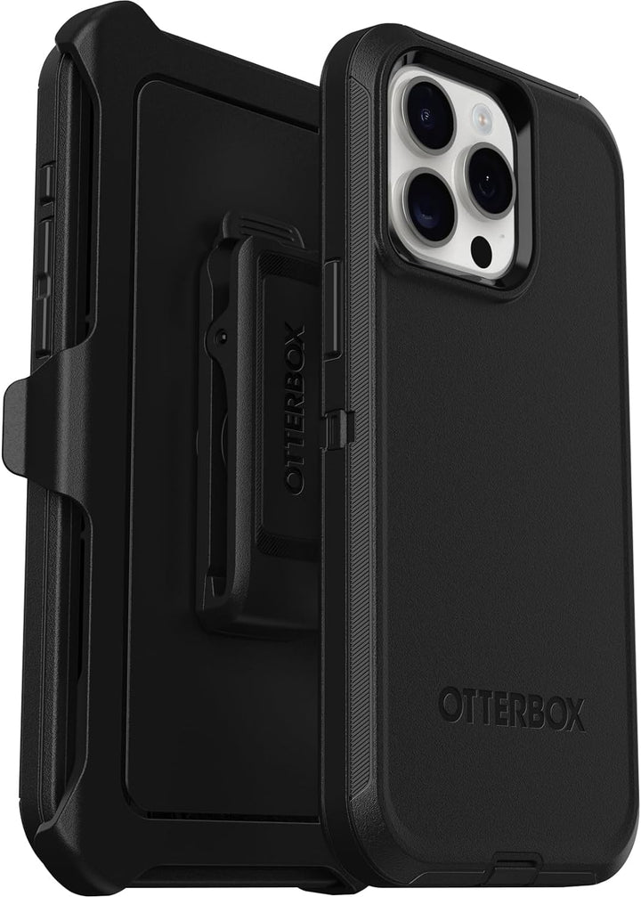 OtterBox Schutzhülle für iPhone 15 Pro Max (nur) Defender Series – Schwarz, Bildschirmlos, robust un