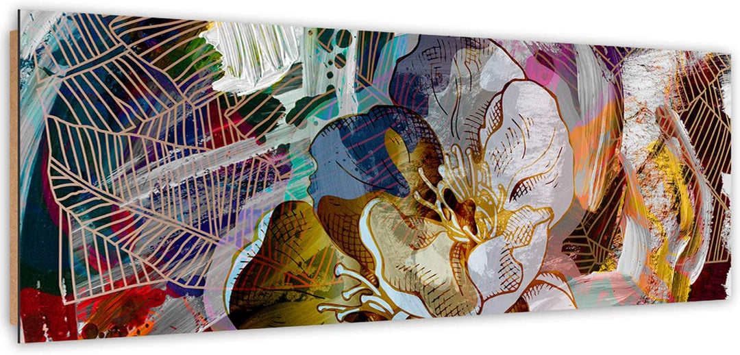 Wandbild XXL Blumenmotiv Deko Kunst Bilder stilvoll mehrfarbig 150x50 cm Deco panel 150x50 cm G, Dec