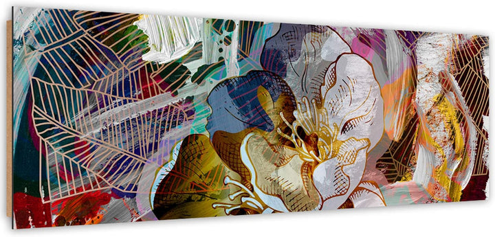 Wandbild XXL Blumenmotiv Deko Kunst Bilder stilvoll mehrfarbig 150x50 cm Deco panel 150x50 cm G, Dec
